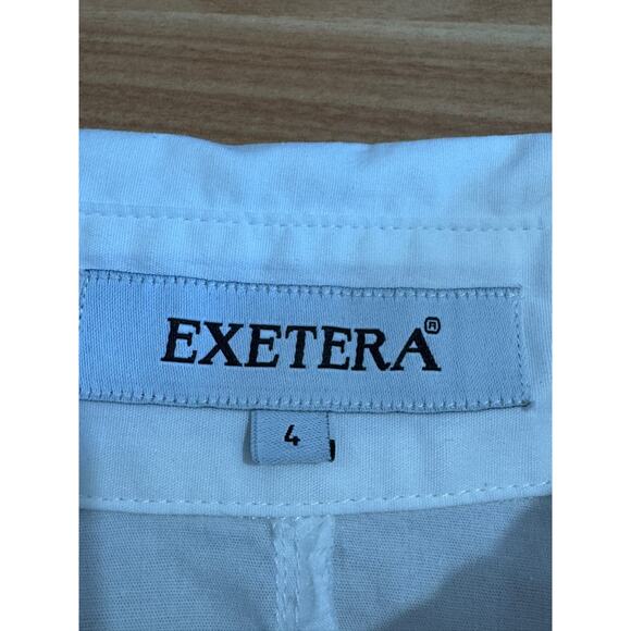 Exetera Womens White Cotton Collared Long Sleeve Full Zip Poplin Top Sz 4 - Picture 4 of 5